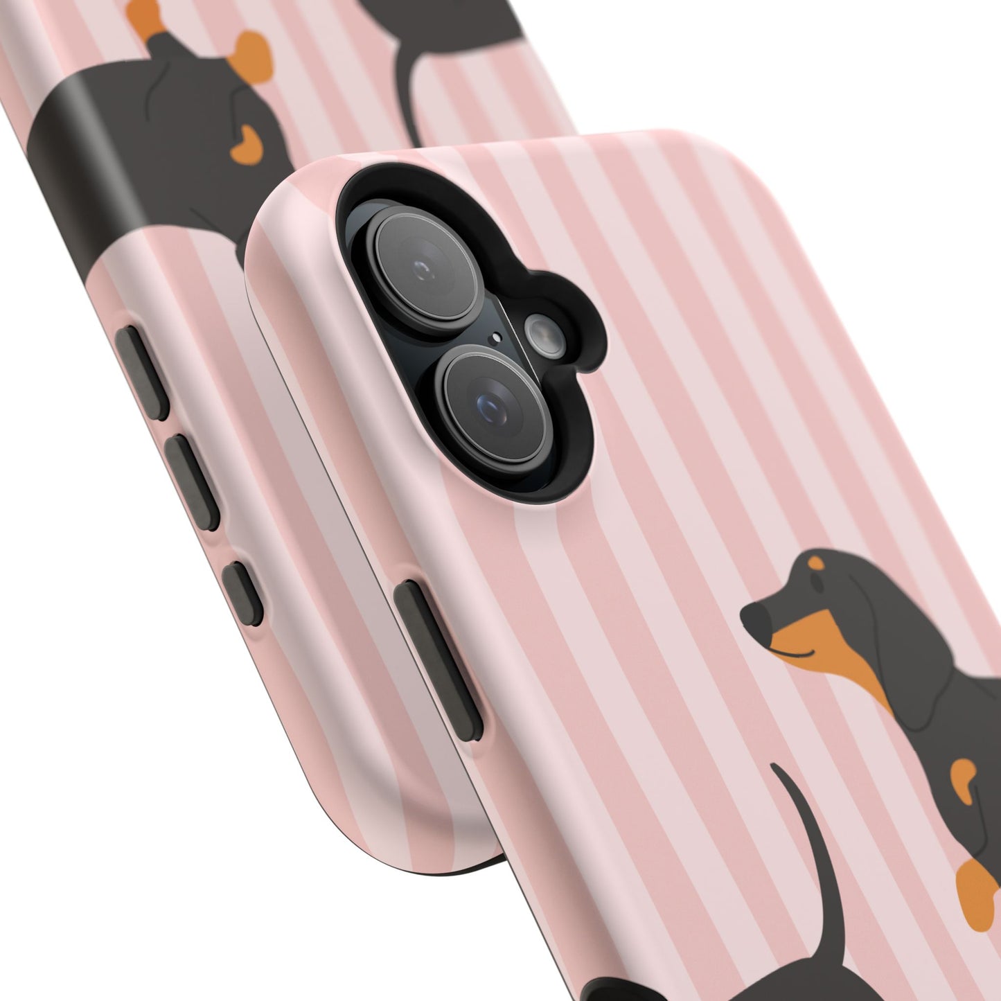 Dachshund Pink Stripes x Emberli Phone Case