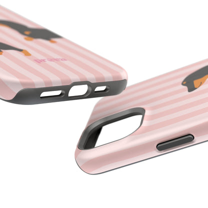 Dachshund Pink Stripes x Emberli Phone Case