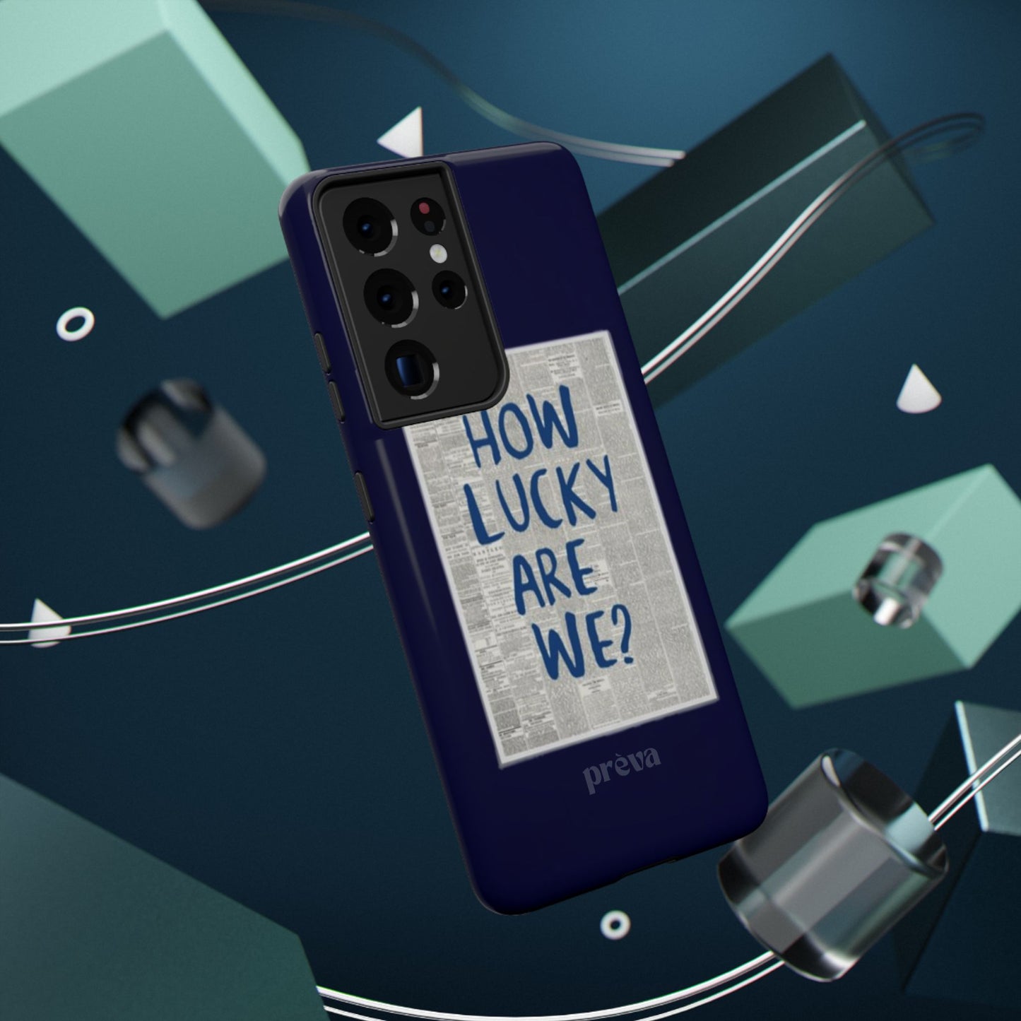 Navy How Lucky Are We Phone Case