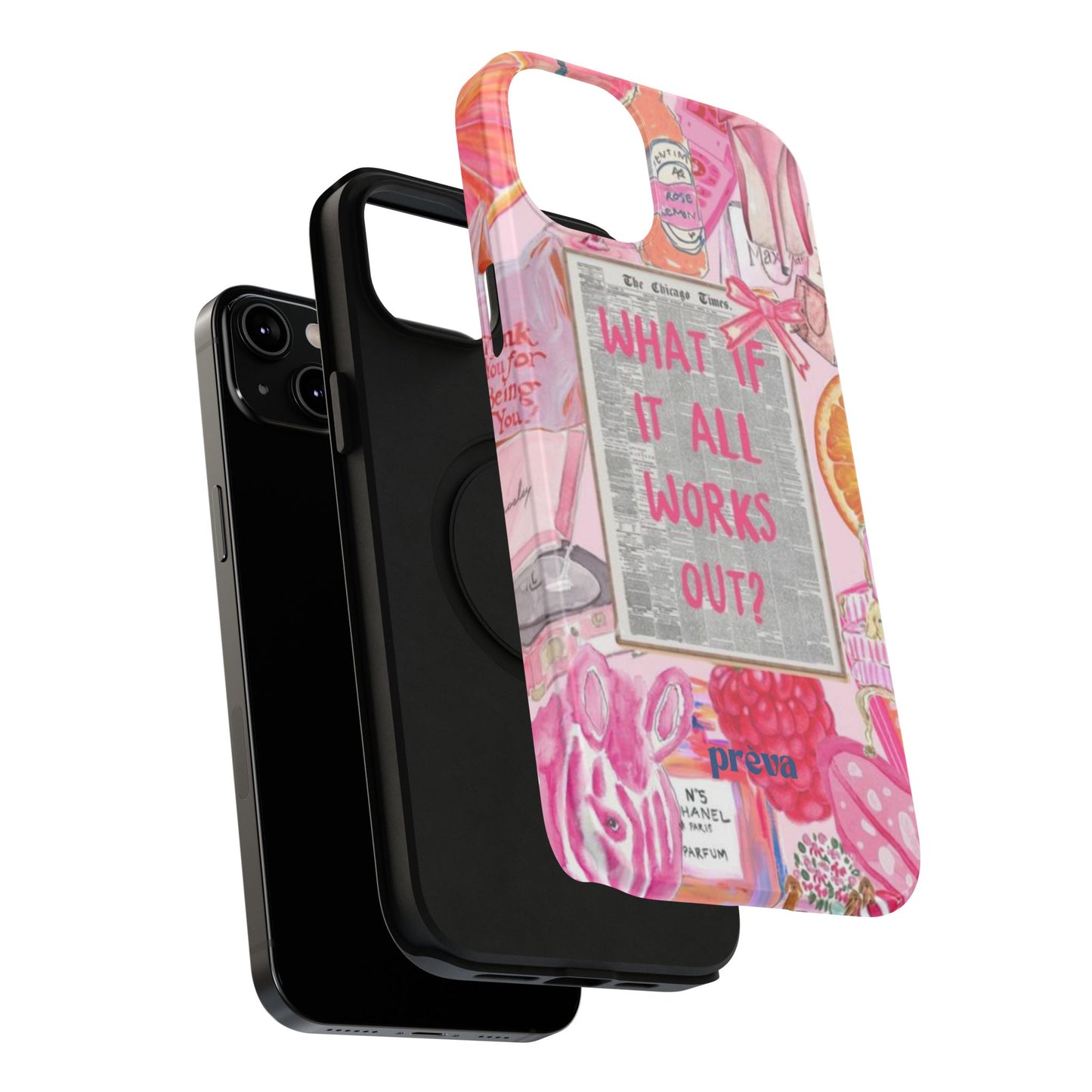 Pink "What If It All Works Out?" Collage Phone Case