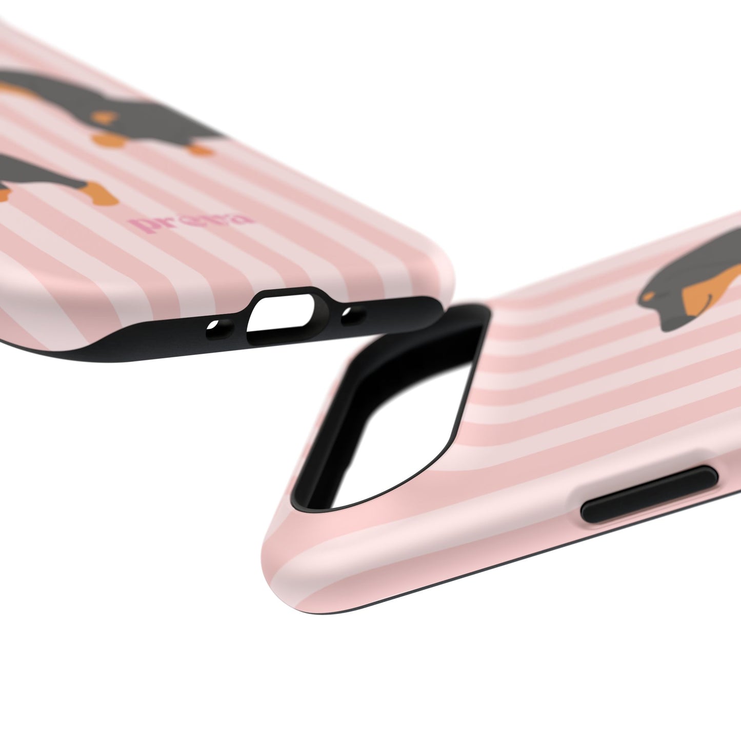 Dachshund Pink Stripes x Emberli Phone Case