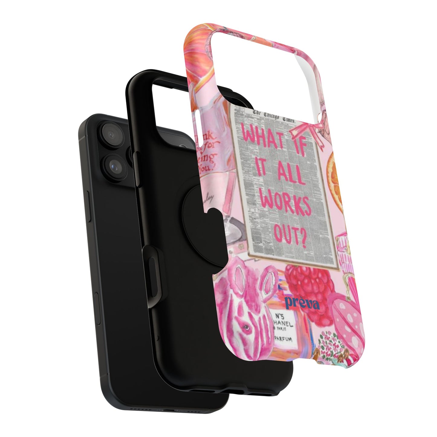 Pink "What If It All Works Out?" Collage Phone Case