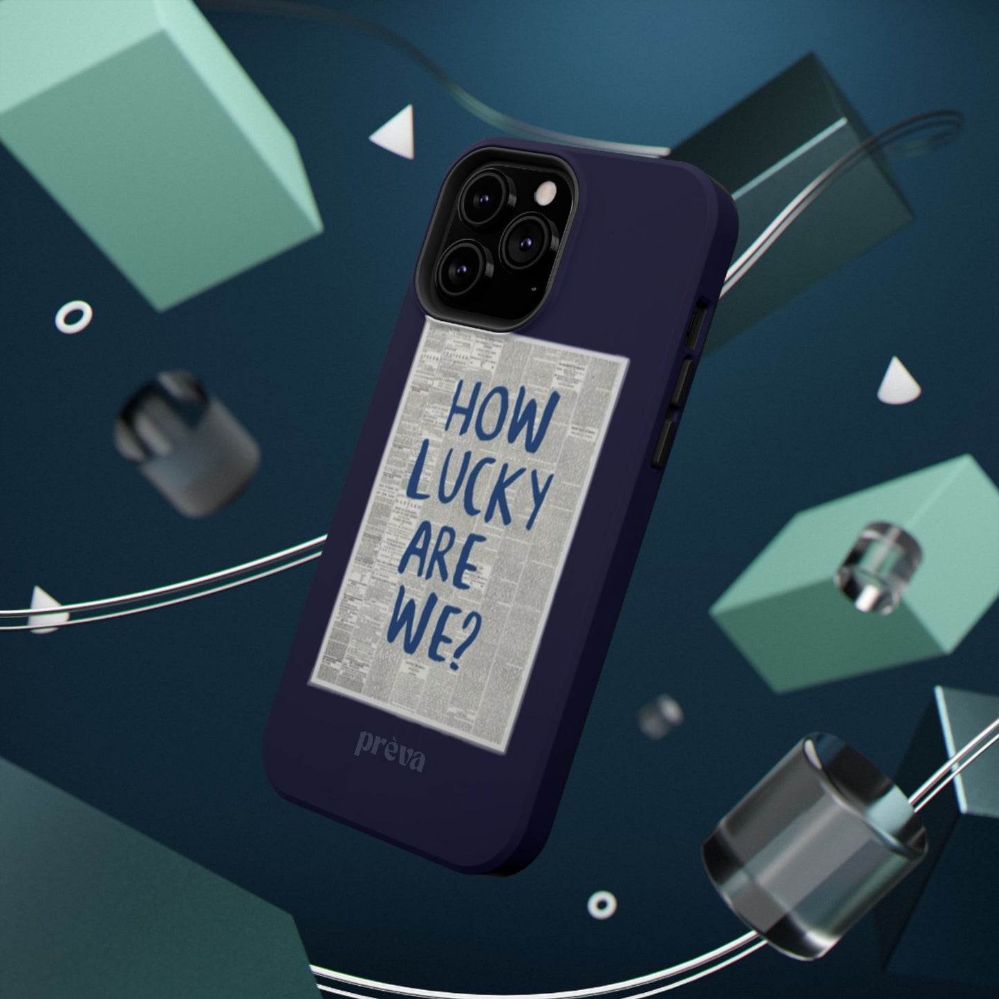 Navy How Lucky Are We Phone Case