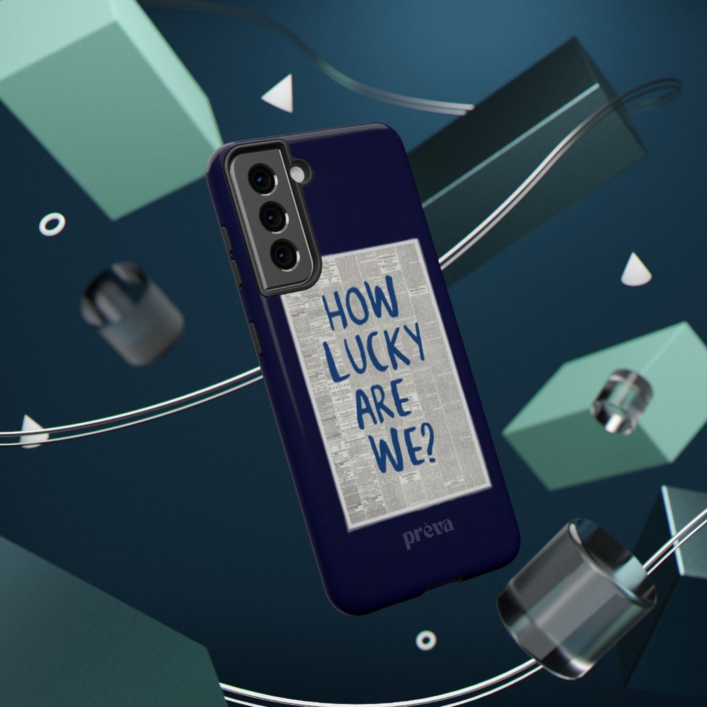 Navy How Lucky Are We Phone Case